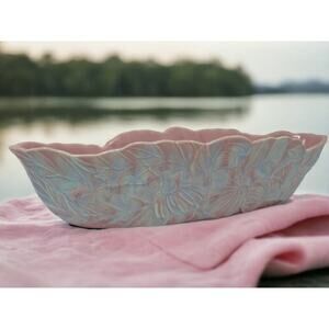 Royal Haeger Hickman Large Art Deco Console Planter Mauve Pink Floral 18" Vintag